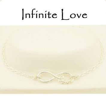 STERLING SILVER 23mm INFINITE LOVE INFINITY SYMBOL DESIGN CHARM BRACELET
