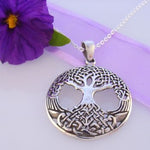 STERLING SILVER 27mm TREE OF LIFE CHARM NECKLACE 45CM 925-57-767-270