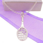 STERLING SILVER 9mm x 30mm TENNIS RACQUET CHARM NECKLACE