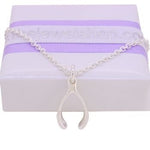 STERLING SILVER WISHING WISHBONE CHARM NECKLACE