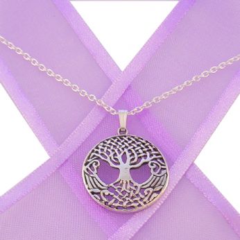 STERLING SILVER 18mm TREE OF LIFE CHARM PENDANT NECKLACE - NLET_SS_925-54-706-10145-CA40