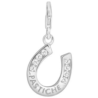 PASTICHE STERLING SILVER 16.5mm CZ LUCKY HORSESHOE HOOKED ON CLIP CHARM PENDANT QC141CZ