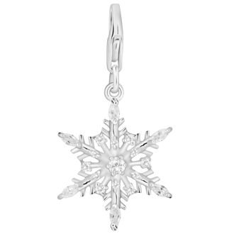 PASTICHE STERLING SILVER 25mm CZ SNOWFLAKE HOOKED ON CLIP CHARM QC079CZ