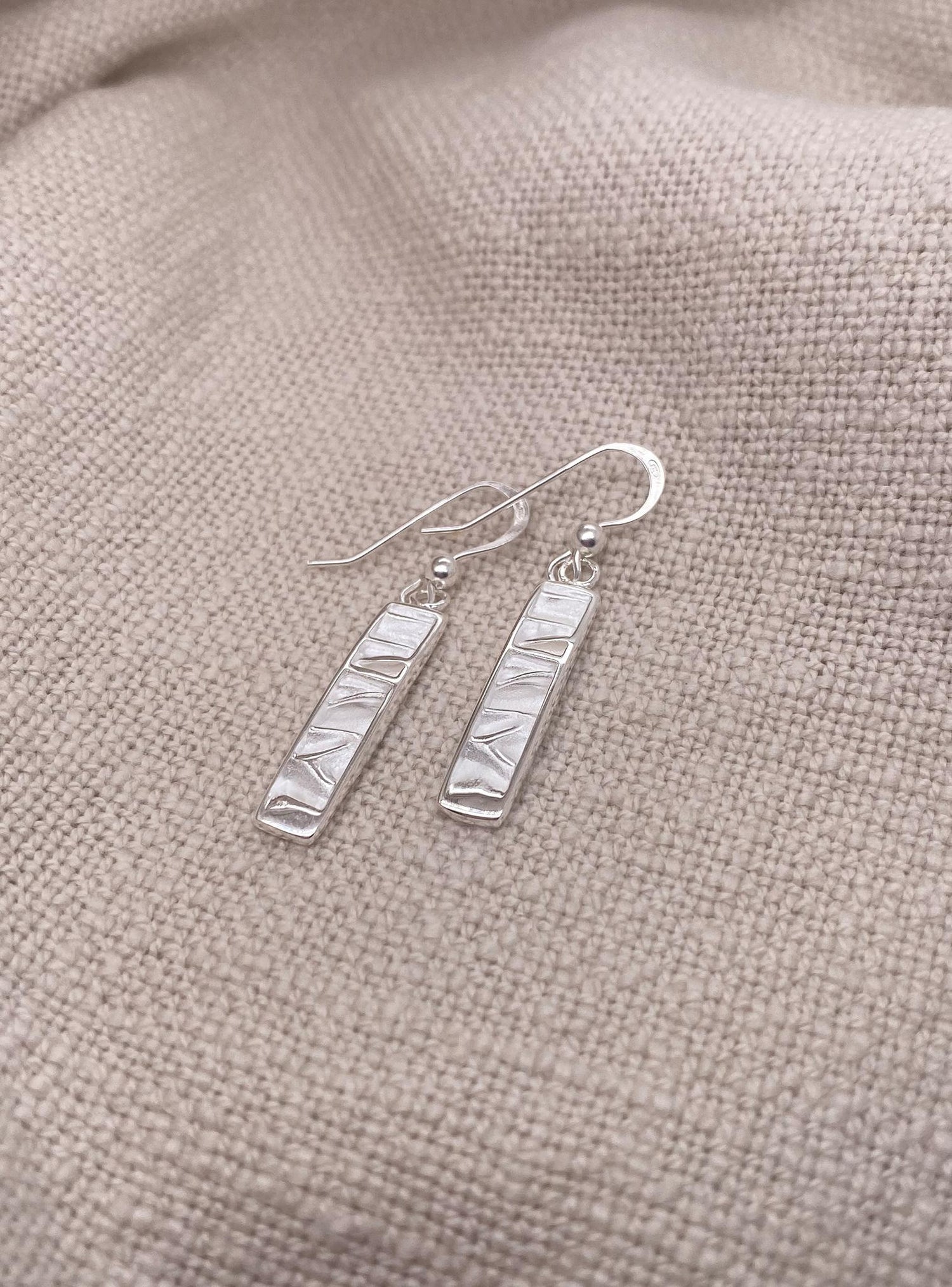 Waves of Love Sterling Silver 5mm X 25mm Rectangle Hook Earrings