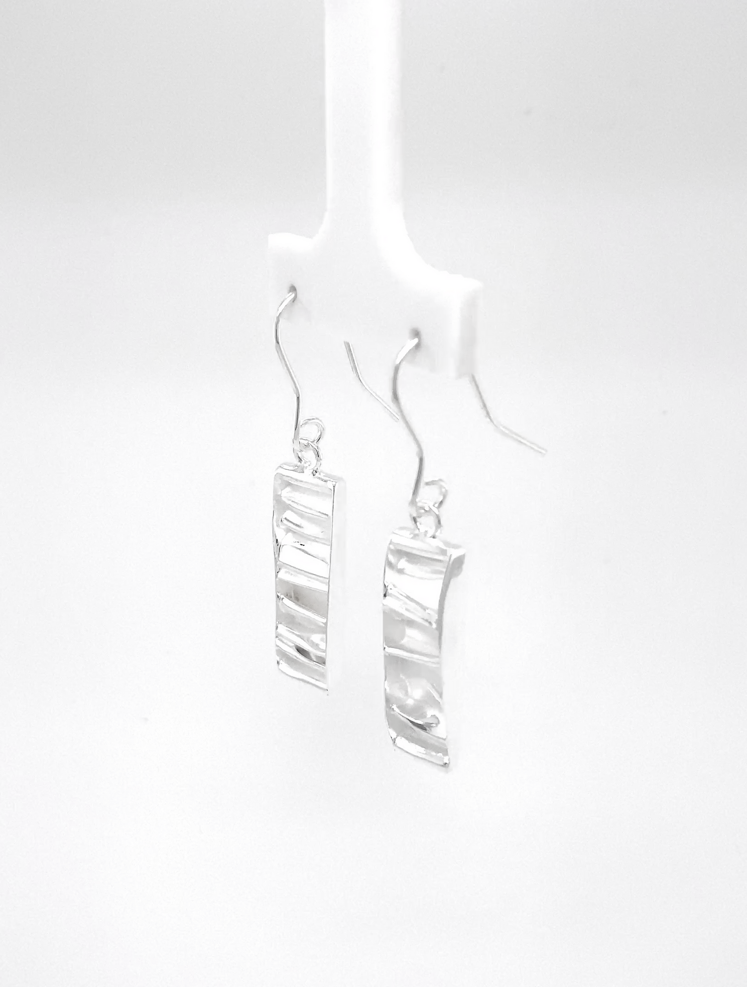 Waves of Love Sterling Silver 7mm X 25mm Rectangle Hook Earrings