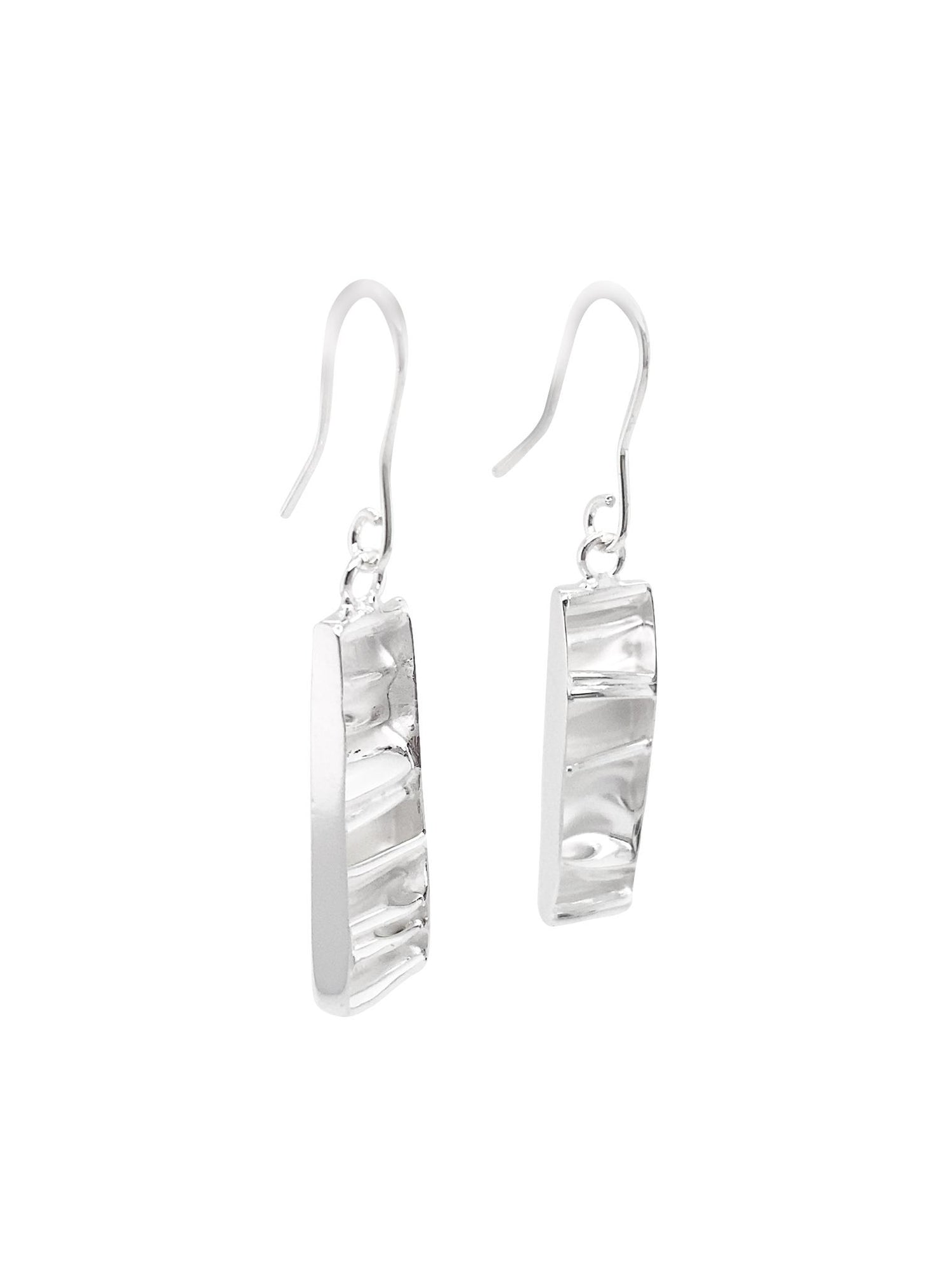 Waves of Love Sterling Silver 7mm X 25mm Rectangle Hook Earrings