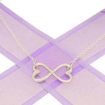 STERLING SILVER 20mm HEART INFINITY SYMBOL DESIGN CHARM PENDANT NECKLACE