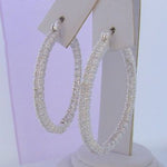 34MM STERLING SILVER CZ PAVE HOOP EARRINGS -ER_JC-34mm