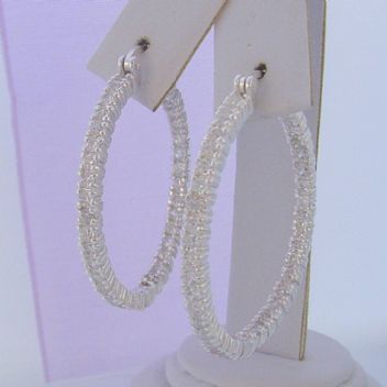 34MM STERLING SILVER CZ PAVE HOOP EARRINGS -ER_JC-34mm