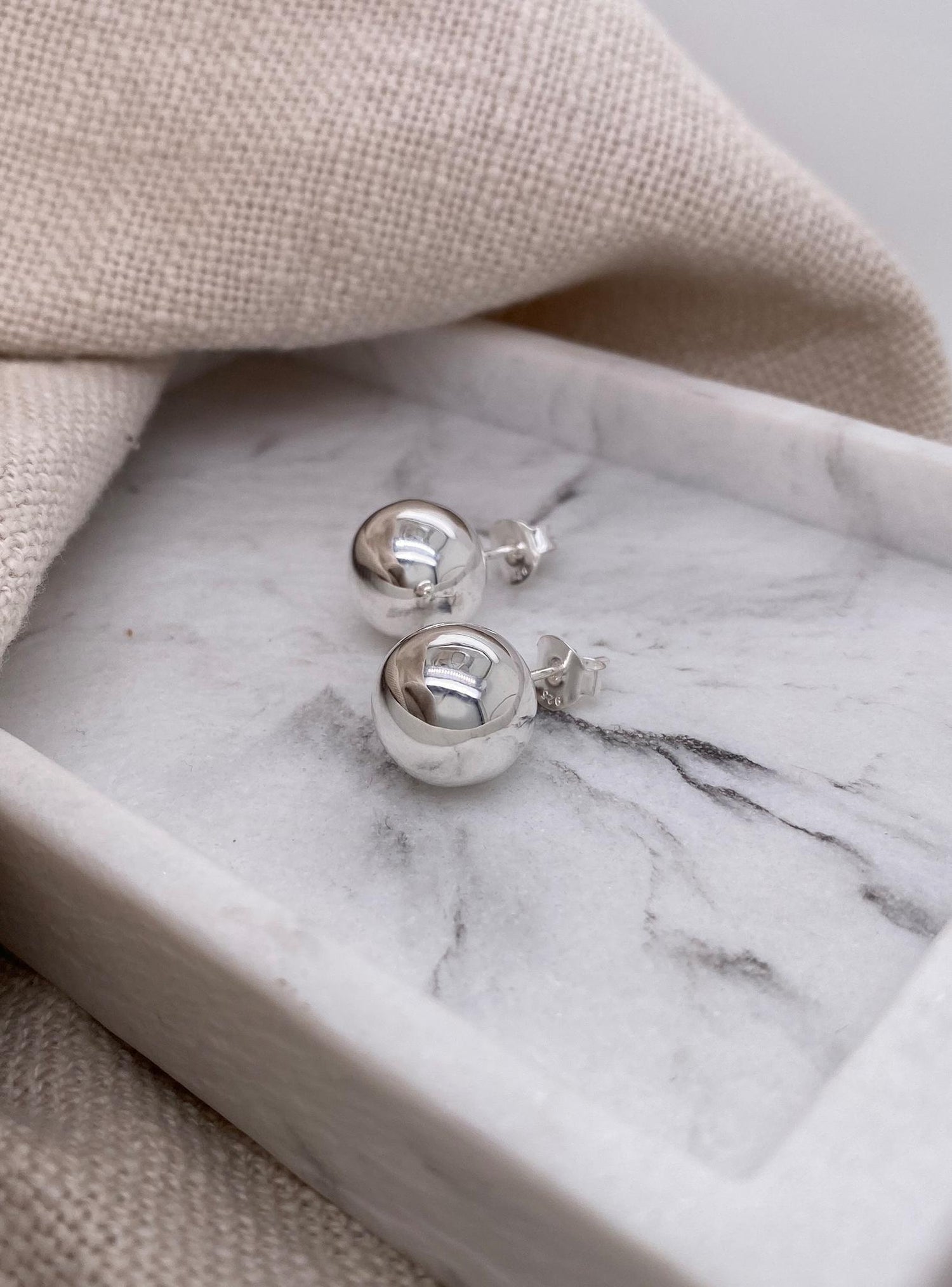 Sterling Silver 12mm Large Ball Stud Earrings