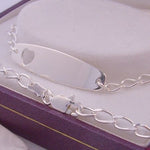 16.5cm ADJUSTABLE SIZE CURB LINK STERLING SILVER BABY to ADULT HEART IDENTITY BRACELET