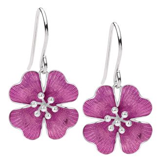 PASTICHE STERLING SILVER 16mm PINK ENAMEL FLOWER CHARM EARRINGS E750PK
