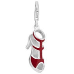 PASTICHE STERLING SILVER RED ENAMEL SANDAL HI HEEL HOOKED ON CLIP CHARM PENDANT QC028RD