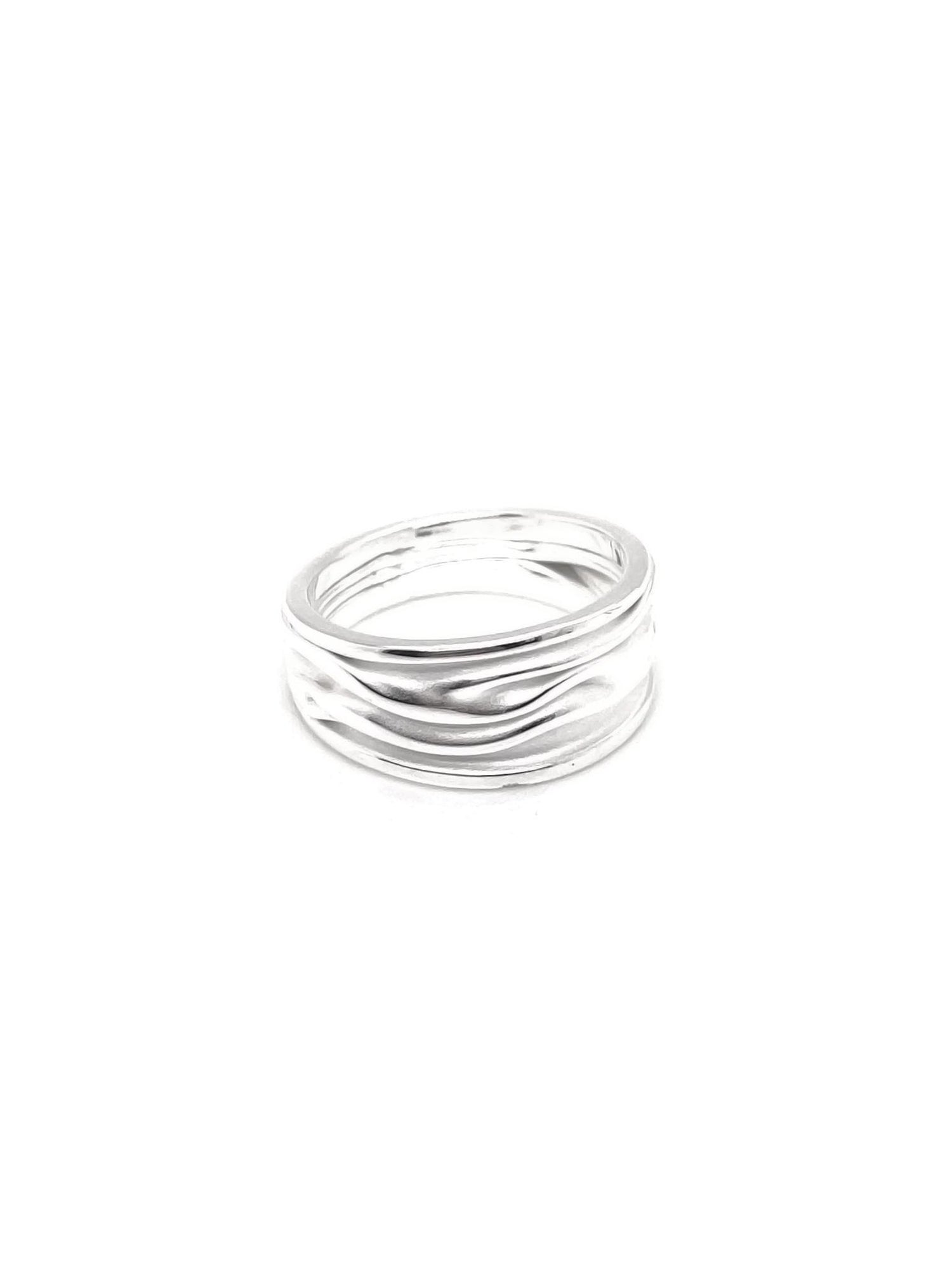 Waves of Loves Sterling Silver 10mm Wide Ring