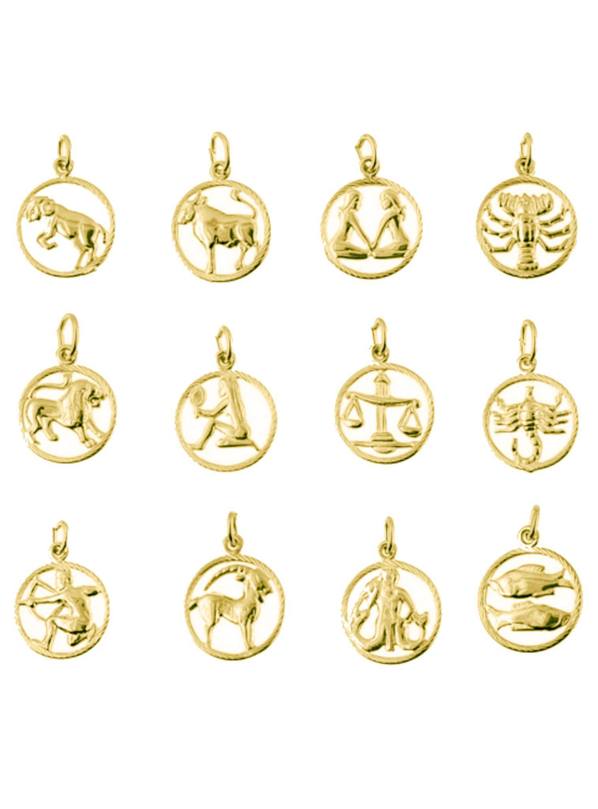 Zodiac Star Sign Charm Pendants in 9ct Yellow Gold