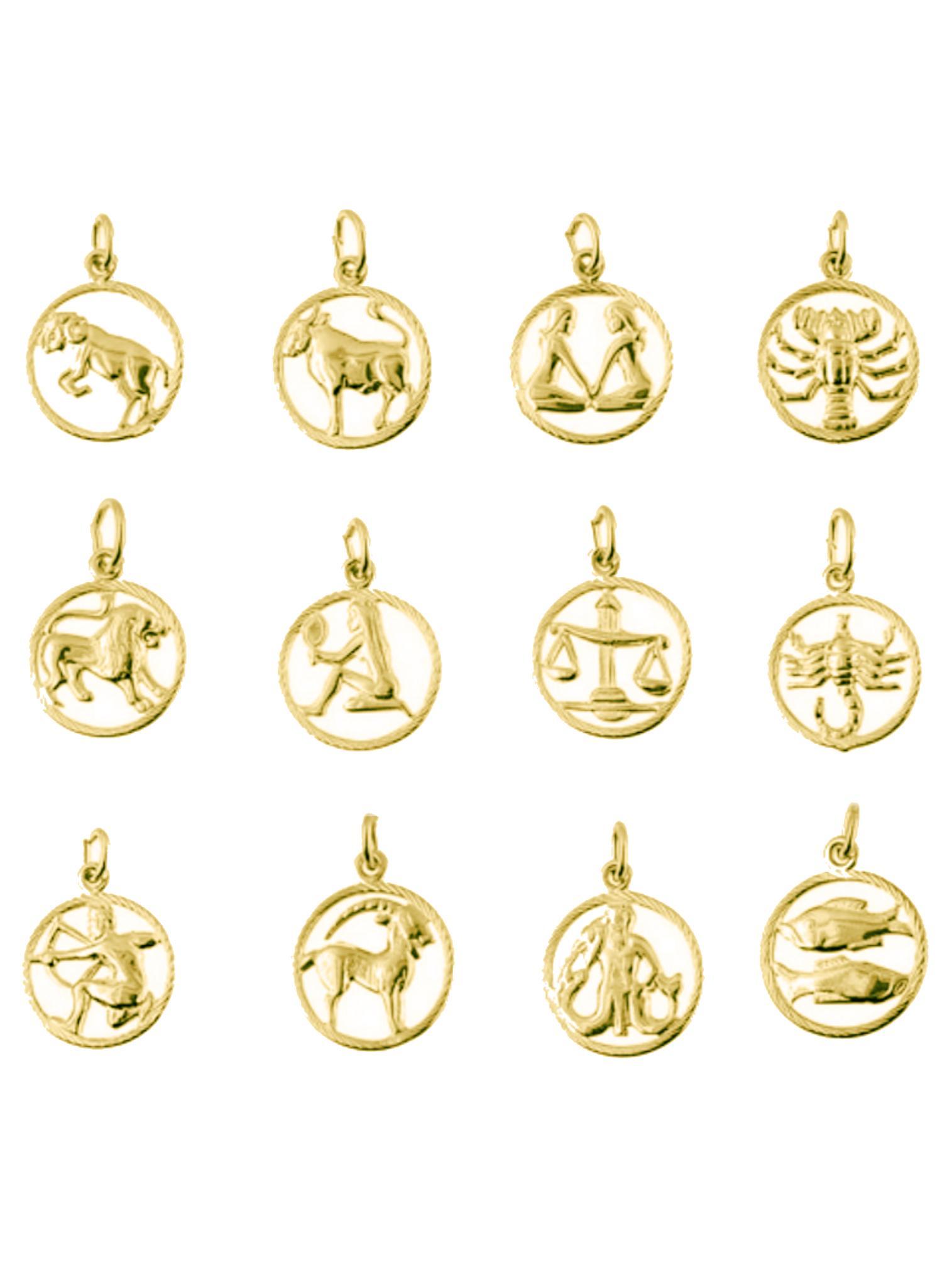Zodiac Star Sign Charm Pendants in 9ct Yellow Gold