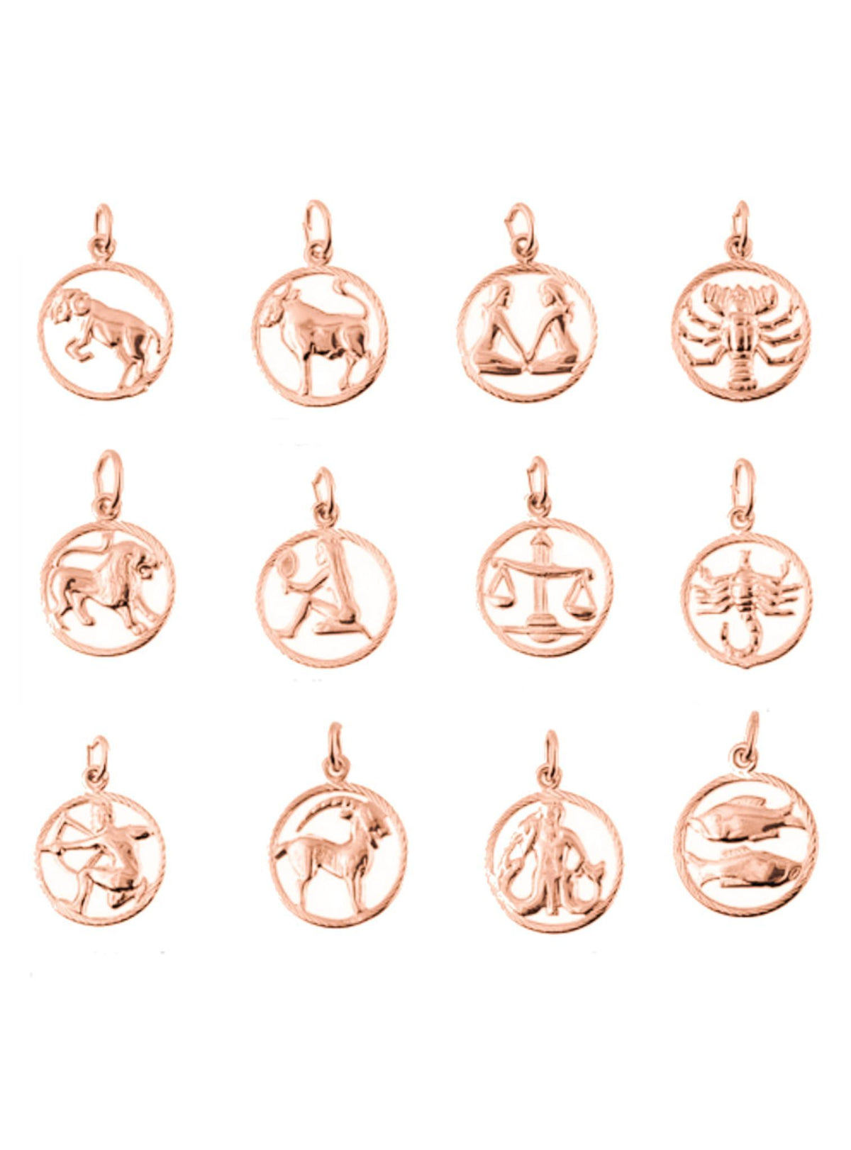 Zodiac Star Sign Charm Pendant in Solid 9ct Rose Gold