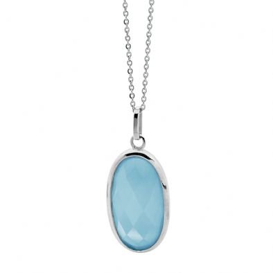Pastiche Queen Of Hearts Steel Pendant with Teal Crystal