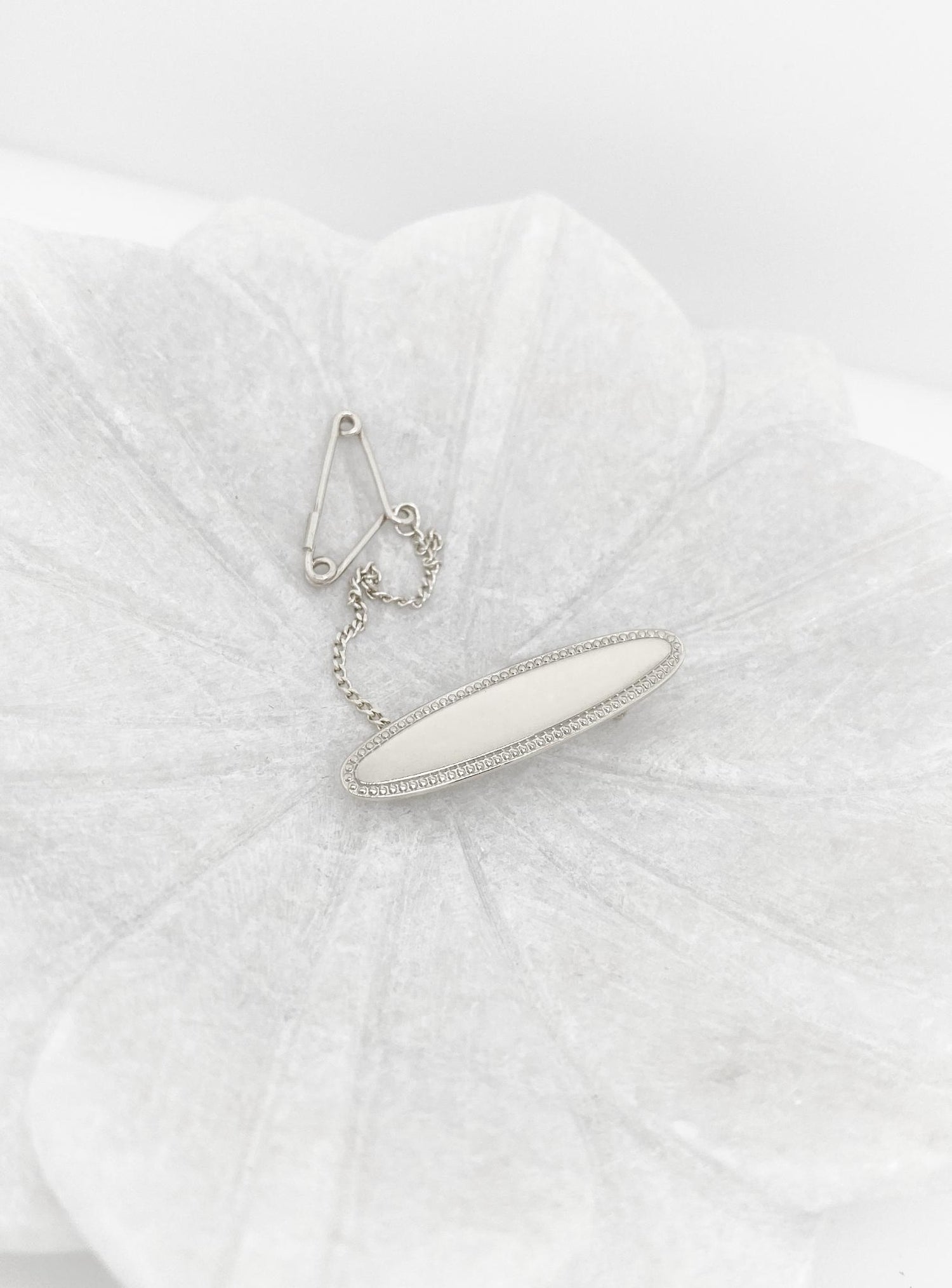 Sterling Silver Oval Identity Baby Brooch