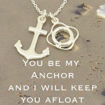 STERLING SILVER ANCHOR LIFEBOUY CHARM NECKLACE