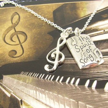 STERLING SILVER THE SPIRIT OF SONG MUSIC CHARM NECKLACE