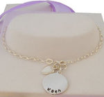 16mm PERSONALISED CIRCLE LOVE HEART BELCHER BRACELET -BLET-16mm-BO1-HR1980