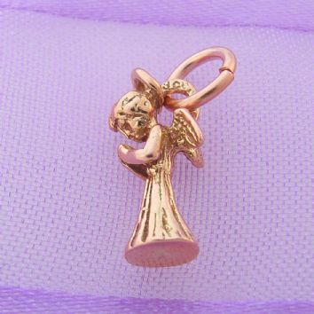 9CT GOLD SMALL 4mm X 13mm ANGEL PRAYING CHARM 9R_HR983