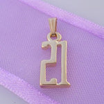 TWENTY ONE 21 21st BIRTHDAY NUMBER 9CT GOLD CHARM PENDANT -9Y_HR1042