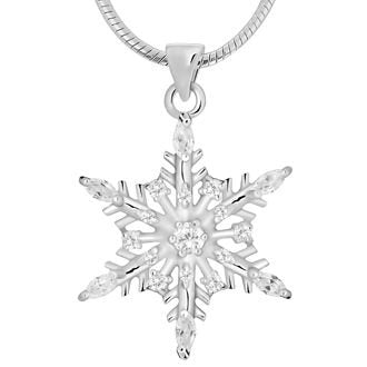 PASTICHE STERLING SILVER 25mm CZ SNOWFLAKE CHARM PENDANT NECKLACE MJ022CZ_40