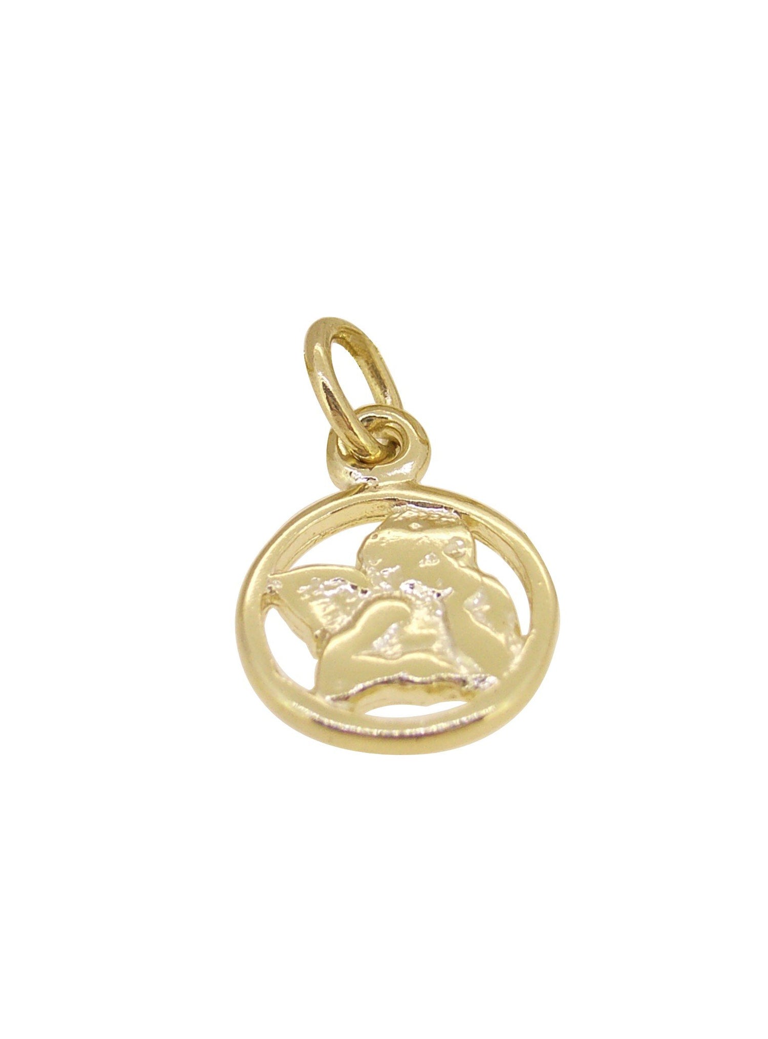 Solid 9ct Gold Cherub Guardian Angel Charm Pendant