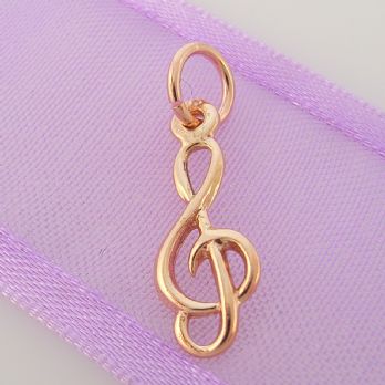 9CT ROSE GOLD 7mm x 17mm MUSIC TREBLE CHARM PENDANT 9R_HR2264