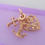 9CT ROSE GOLD FILIGREE FAITH HOPE CHARITY CHARM PENDANT -9R_HR521