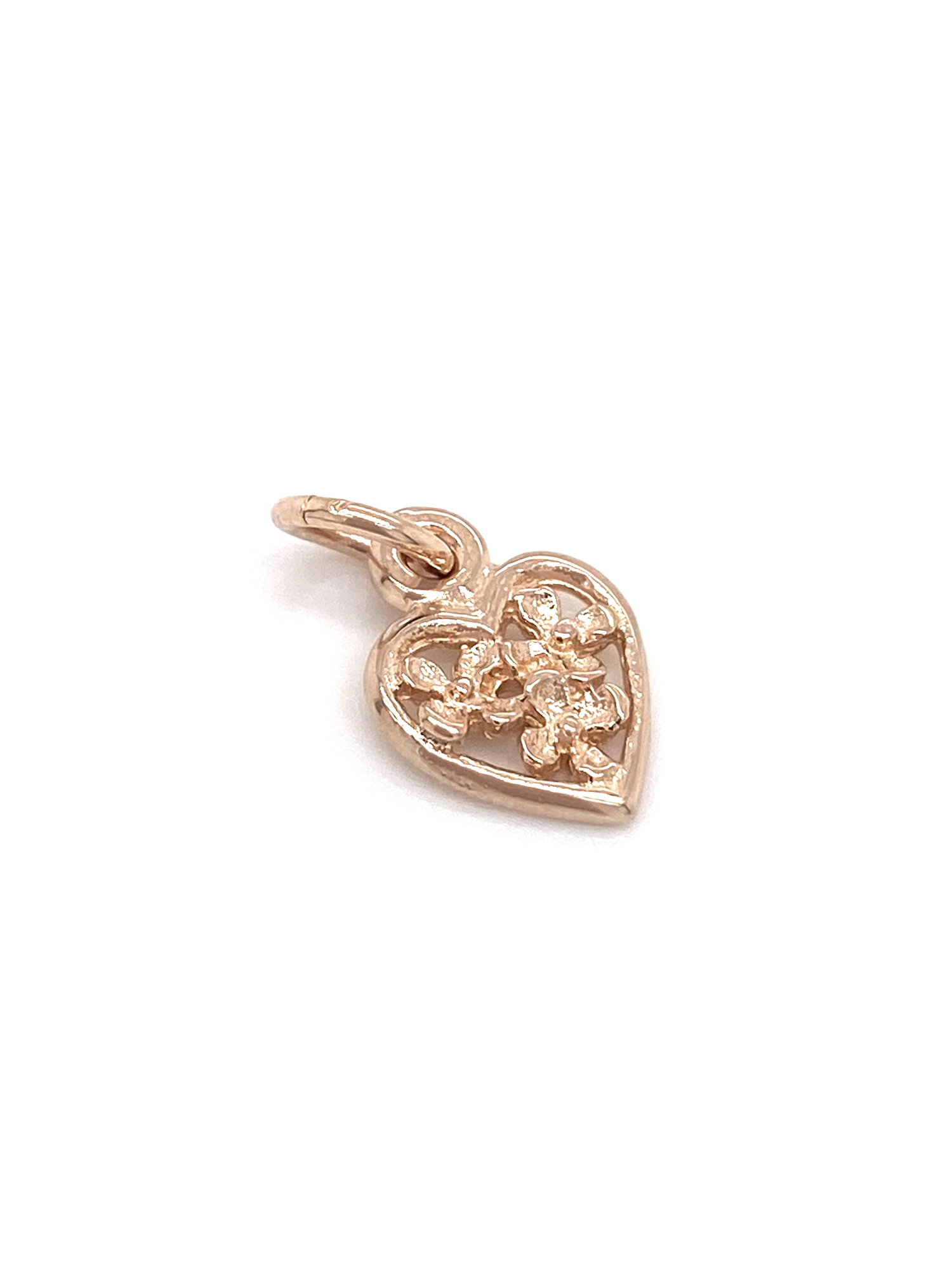 Flower Heart Charm in 9ct Rose Gold