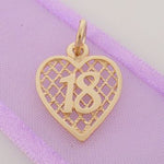 LATTICE BIRTHDAY HEART 9CT GOLD 18 18th CHARM PENDANT 9Y_HR2381