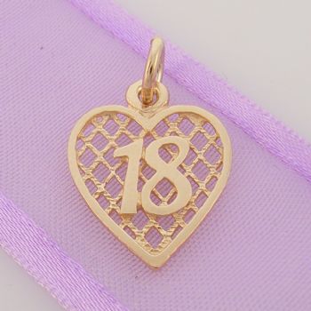 LATTICE BIRTHDAY HEART 9CT GOLD 18 18th CHARM PENDANT 9Y_HR2381