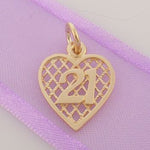 LATTICE BIRTHDAY HEART 9CT GOLD 21 21ST CHARM PENDANT 9Y_HR2382