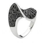 PASTICHE STERLING SILVER 18mm JET BLACK PAVE SET TWIST SWIRL RING -R534JCZ