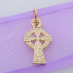 SOLID 9CT GOLD 9mm x 18mm CELTIC CROSS CHARM PENDANT - 9Y_HR2921