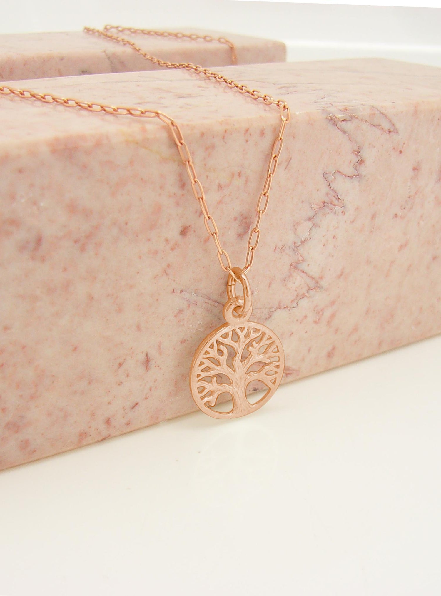 Solid 9ct Rose Gold 14mm Tree of Life Charm Pendant - 9r Hrkb52