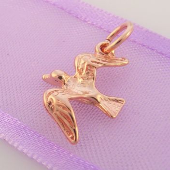 SOLID 9CT ROSE GOLD 15mm LOVEBIRD DOVE of PEACE CHARM 9R_HR48