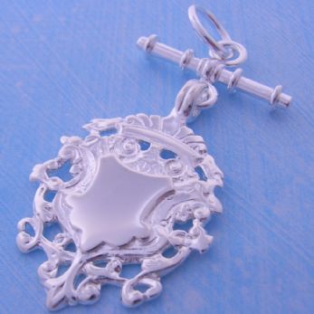 STERLING SILVER TBAR FOB 25MM SHIELD CHARM PENDANT -CP_SS_0016