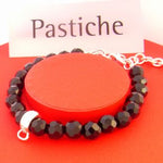 PASTICHE STERLING SILVER 8mm JET BLACK FACETED BEAD BRACELET QB006BK_19