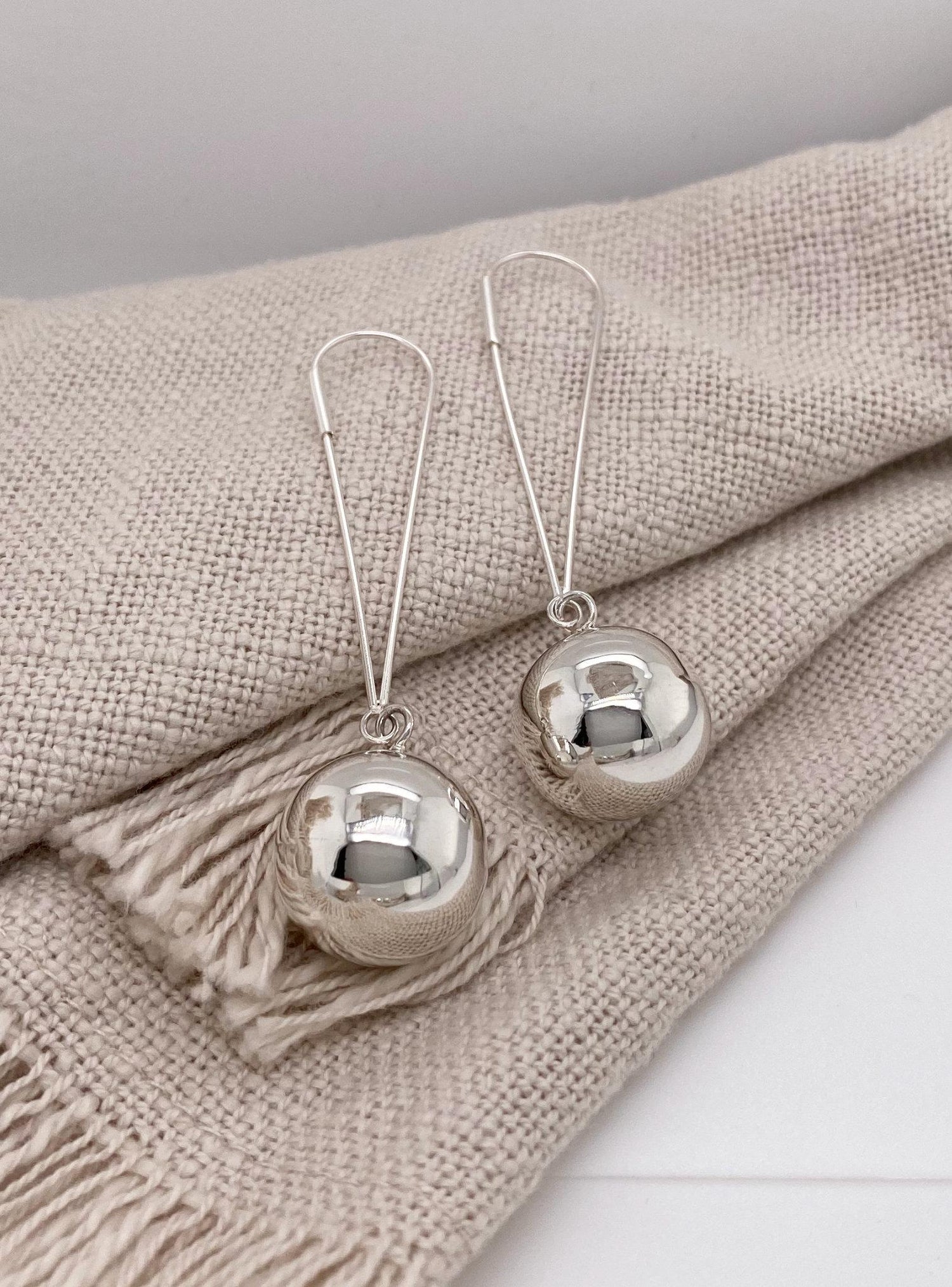 Round 16mm Ball Earrings in Sterling Silver