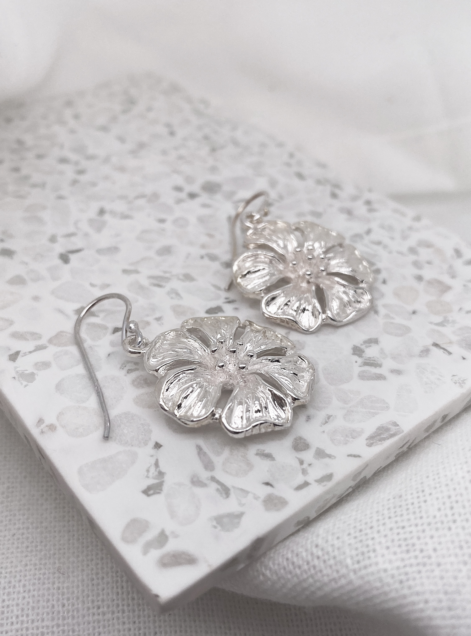 Sterling Silver 22mm Summer Flower Earrings