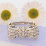 PASTICHE STERLING SILVER PAVE CZ BOW DESIGN 10mm RING -R555CZ