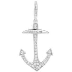 PASTICHE STERLING SILVER 25mm X 38mm LARGE CZ ANCHOR HOOKED ON CLIP CHARM PENDANT QC110CZ