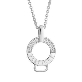 PASTICHE STERLING SILVER CZ 18mm CHARM PENDANT ENHANCER DROP 75CM CABLE NECKLACE QJ001CZ_75