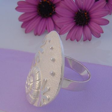 STERLING SILVER 30mm SEA LIFE RING SIZE P 925-54-706-6654