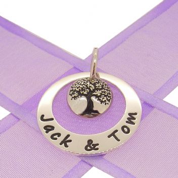 25mm CIRCLE OF LIFE PERSONALISED 12mm TREE OF LIFE NAME PENDANT