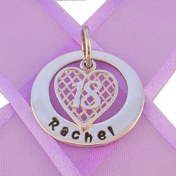 25mm CIRCLE OF LIFE PERSONALISED 18tH BIRTHDAY HEART NAME PENDANT -25mm-KB57-HR2381